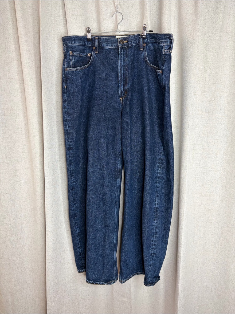 Agolde Wide-Leg Dark Blue Denim Jeans - Picture 4 of 10